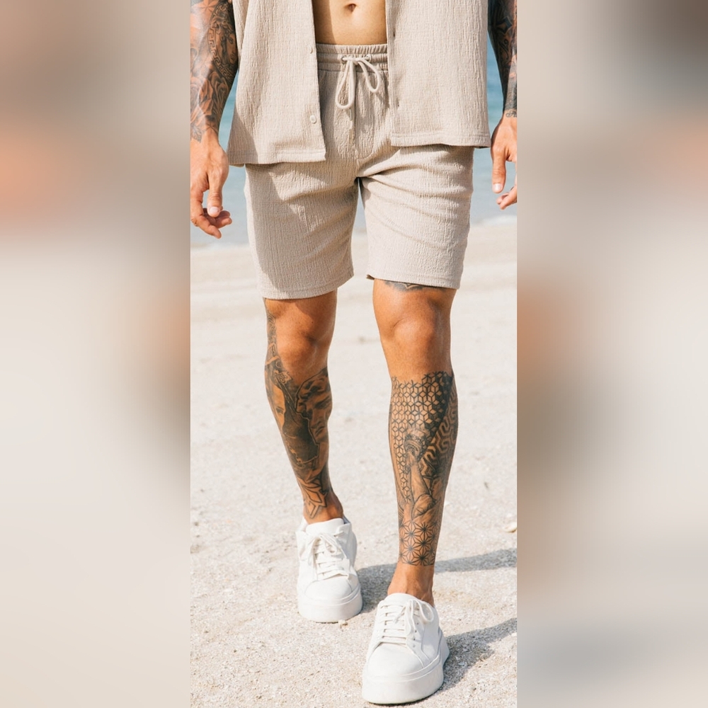 Mauvais Fire! NWT! Eivissa Slim Stretch Shorts in Taupe. Sz 32. R2S!!